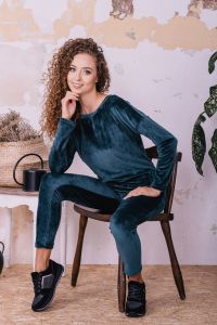 Komplet dresowy ciążowy Sonia szaragdowa zieleń
