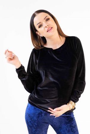 Bluza welurowa ciążowa i do karmienia Dina czarny