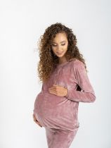 Bluza welurowa ciążowa i do karmienia Dina brudny róż